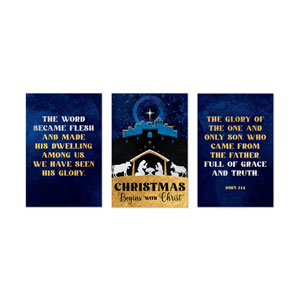 Nativity Begins with Christ Triptych 23" x 34.5" Rigid Wall Art