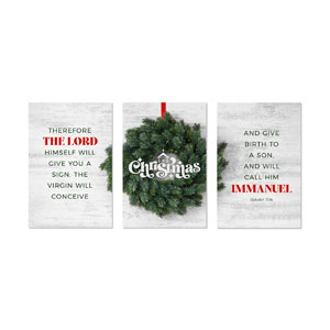 Christmas At Wreath Triptych 23" x 34.5" Rigid Wall Art