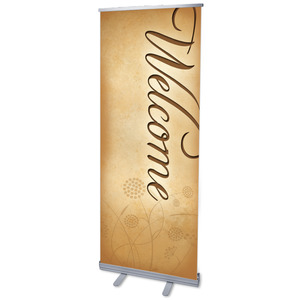 Script Welcome 2'7" x 6'7"  Vinyl Banner