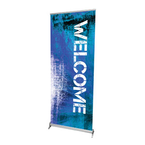 Atomic Welcome 2'7" x 6'7"  Vinyl Banner