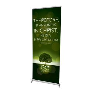 Deeper Roots 2 Cor 5:17 2'7" x 6'7"  Vinyl Banner