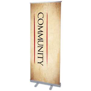 Red Script  Community 2'7" x 6'7"  Vinyl Banner