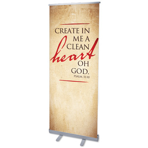 Red Script Ps 51:10 2'7" x 6'7"  Vinyl Banner