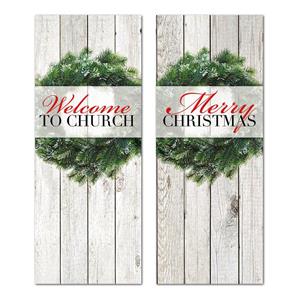 Wreath Pair 2'7" x 6'7"  Vinyl Banner