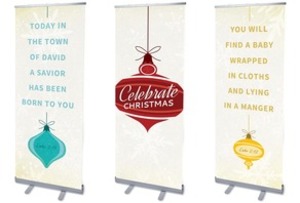 Retro Ornaments 2'7" x 6'7"  Vinyl Banner