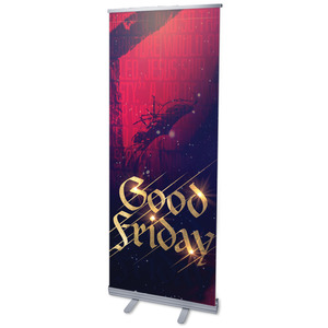 Good Friday Red Crucifixion 2'7" x 6'7"  Vinyl Banner