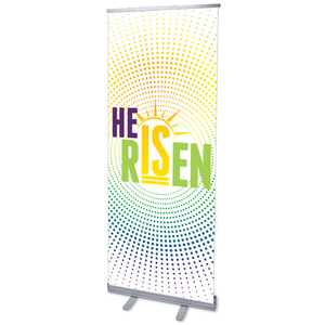 He Is Risen Dots 2'7" x 6'7"  Vinyl Banner