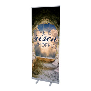 Risen Open Tomb 2'7" x 6'7"  Vinyl Banner