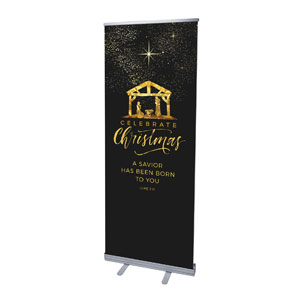 Black and Gold Nativity 2'7" x 6'7"  Vinyl Banner