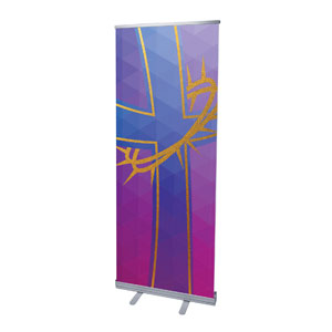 Bold Iconography Purple Cross 2'7" x 6'7"  Vinyl Banner