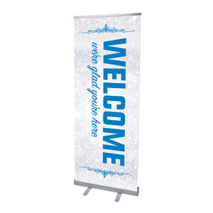 Silver Snow Welcome 2'7" x 6'7"  Vinyl Banner