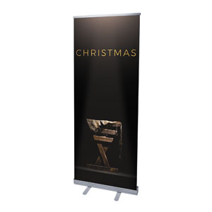 Gold Christmas Manger 2'7" x 6'7"  Vinyl Banner