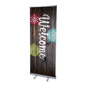 Dark Wood Christmas Ornaments 2'7" x 6'7"  Vinyl Banner