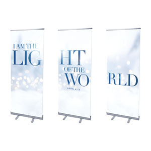 Light Of The World Sparkle Triptych 2'7" x 6'7"  Vinyl Banner