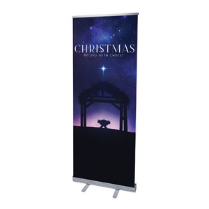 Begins With Christ Manger 2'7" x 6'7"  Vinyl Banner