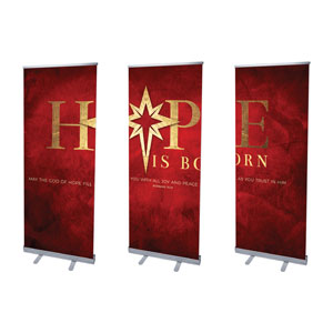 Hope Is Born Star Triptych 2'7" x 6'7"  Vinyl Banner