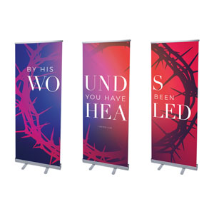 Celebrate Easter Crown Triptych 2'7" x 6'7"  Vinyl Banner