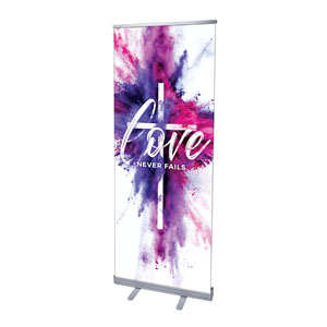 Love Never Fails 2'7" x 6'7"  Vinyl Banner