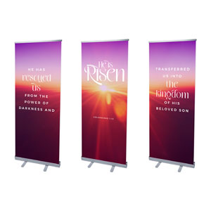 He Is Risen Light Triptych 2'7" x 6'7"  Vinyl Banner