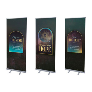 Christmas Star Triptych 2'7" x 6'7"  Vinyl Banner