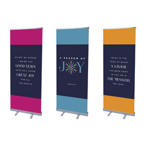 Joy Snowflake Triptych 2'7" x 6'7"  Vinyl Banner