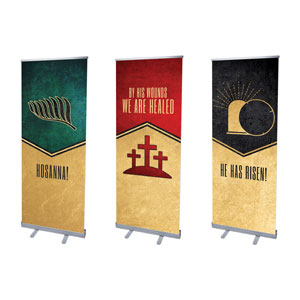 Easter Season Icons Triptych 2'7" x 6'7"  Vinyl Banner