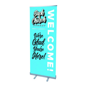 Back to Church Sunday Celebration Blue 2'7" x 6'7"  Vinyl Banner