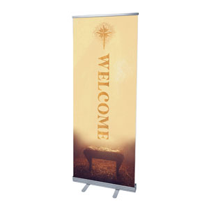 Christmas Gold Manger 2'7" x 6'7"  Vinyl Banner