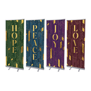 Advent Set Patterned Glass 2'7" x 6'7"  Vinyl Banner