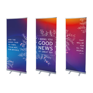 Glow Christmas Triptych 2'7" x 6'7"  Vinyl Banner