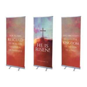 Watercolor Cross Triptych 2'7" x 6'7"  Vinyl Banner