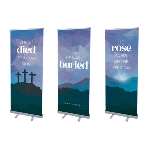 Easter Mosaic Crosses Triptych 2'7" x 6'7"  Vinyl Banner