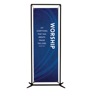 Flourish Worship Blue 2' x 6' Banner