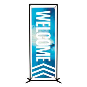 Chevron Welcome Blue 2' x 6' Banner