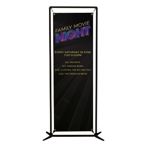 Family Movie Night Neon 2' x 6' Banner