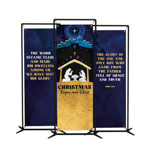 Nativity Begins with Christ Triptych 2' x 6' Banner