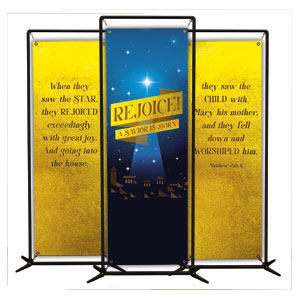 Rejoice Savior Triptych 2' x 6' Banner