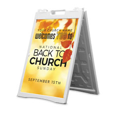 Back to Church Welcomes You Orange Leaves 