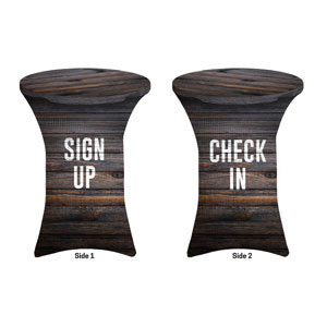 Dark Wood Sign Up Check In Stretch Table Covers