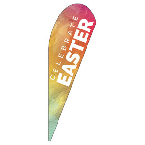 Easter Orange Brush Strokes Teardrop Flag Banners