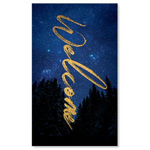 Night Sky Gold Script Welcome 3 x 5 Vinyl Banner