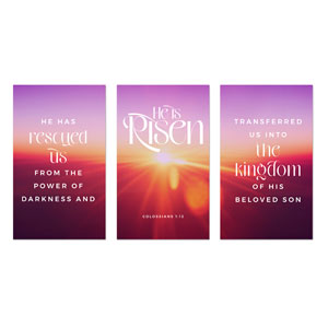 He Is Risen Light Triptych 3 x 5 Vinyl Banner