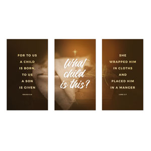 What Child Is This Triptych 3 x 5 Vinyl Banner