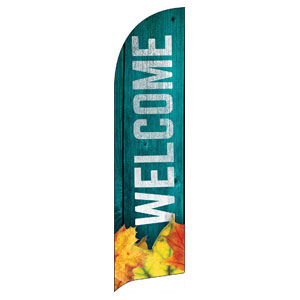 Blue Wood Bright Leaves Flag Banner