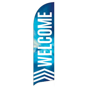 Chevron Welcome Blue Flag Banner