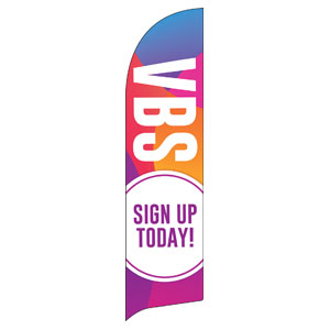 Curved Colors VBS Sign Up Flag Banner