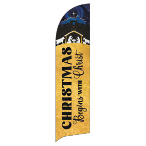 Nativity Begins with Christ Flag Banner