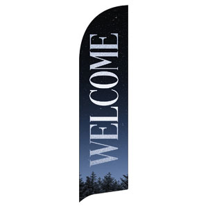 Christmas At Night Sky Flag Banner