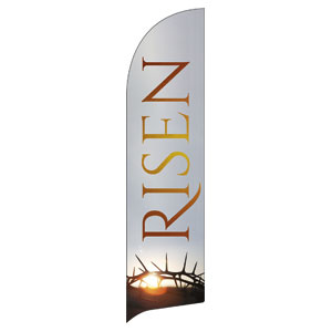 Easter Risen Crown Flag Banner