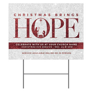 Christmas Brings Hope Sparkle 18"x24" YardSigns